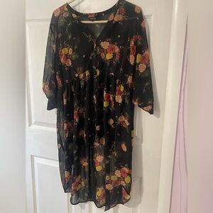Torrid Black Floral Sheer Dress
